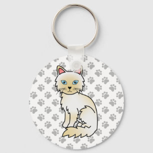 Cream Point Birman / Ragdoll Cute Cat Illustration Key Ring