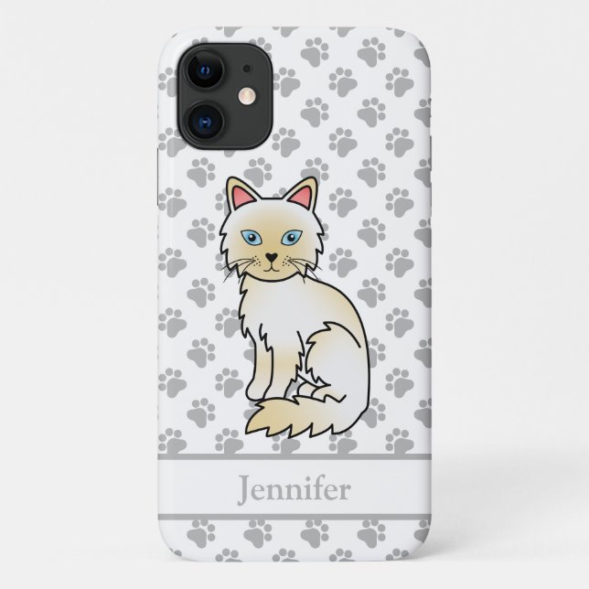 Cream Point Birman / Ragdoll Cute Cat & Name Case-Mate iPhone Case (Back)
