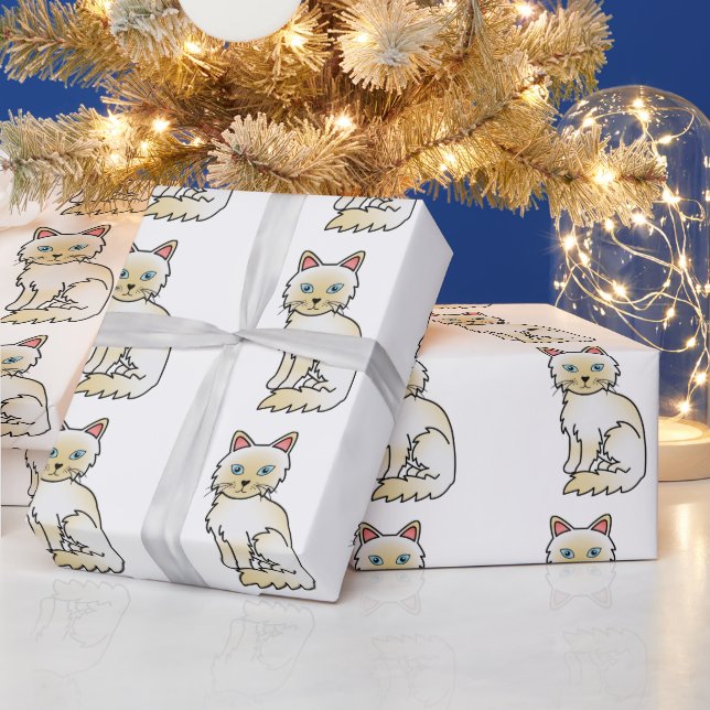 Cream Point Birman / Ragdoll Cute Cat Pattern Wrapping Paper (Holidays)
