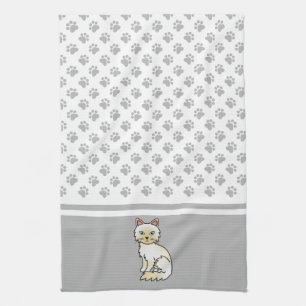 Cream Point Birman / Ragdoll Cute Cat & Paws Tea Towel