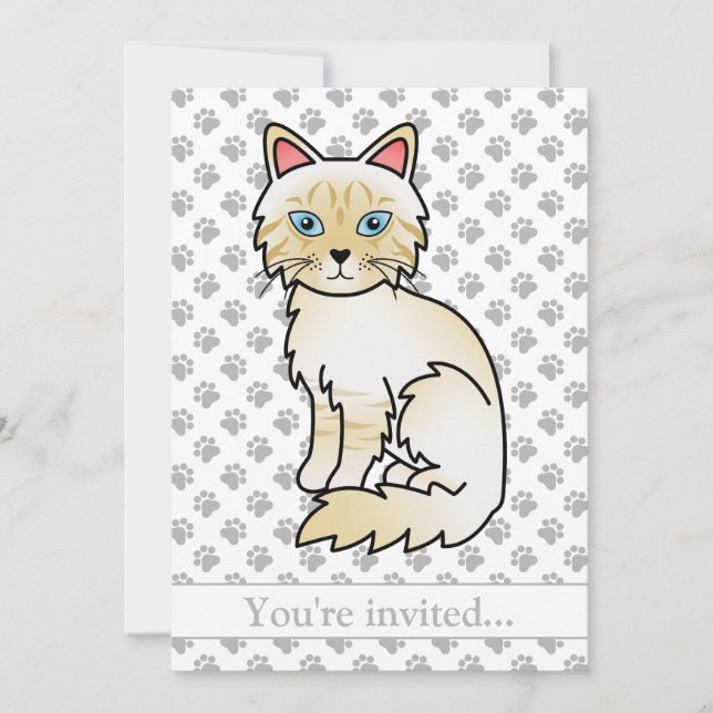 Cream Point Tabby Birman/Ragdoll Birthday Party Invitation (Front)