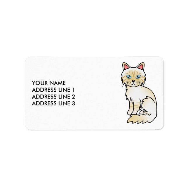 Cream Point Tabby Birman/Ragdoll Cat & Custom Text Label (Front)