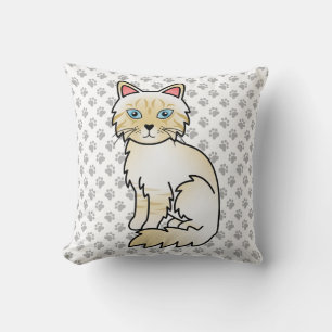 Cream Point Tabby Birman / Ragdoll Cute Cat & Paws Cushion