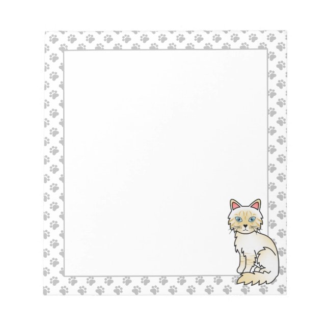 Cream Point Tabby Birman / Ragdoll Cute Cat & Paws Notepad (Front)