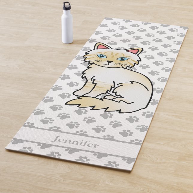 Cream Point Tabby Birman/Ragdoll With Paws & Name Yoga Mat (In Situ)
