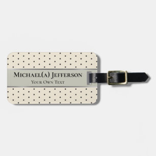 Cream Polka Dot Gray Band Elegant Travel Organizer Luggage Tag