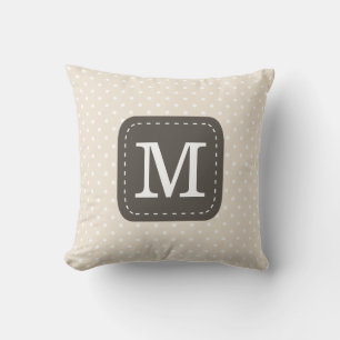 Cream Polka Dot Pattern with Custom Monogram Cushion