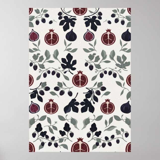 Cream Pomegranate Fig Blackberry Folk Poster (Front)
