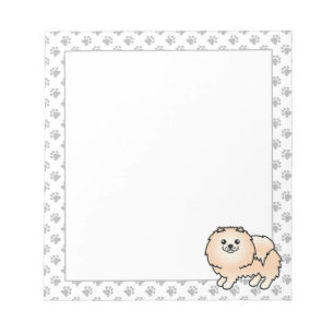 Cream Pomeranian Cute Cartoon Dog Notepad