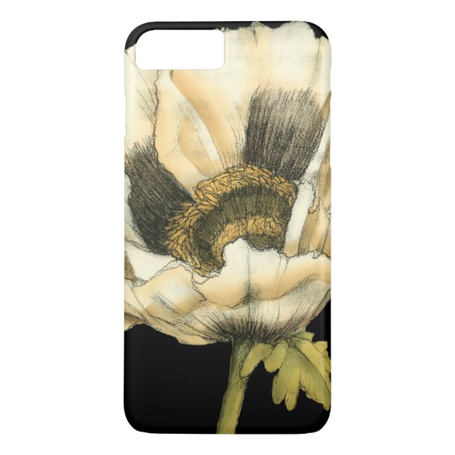 Cream Poppy Flower on Black Background Case-Mate iPhone Case (Back)