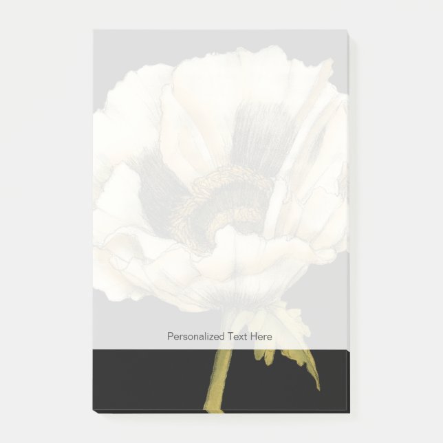 Cream Poppy Flower on Black Background Post-it Notes (Front)