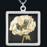 Cream Poppy Flower on Black Background Silver Plated Necklace<br><div class="desc">This cream poppy flower piece by Jennifer Goldberger looks like it is blooming right before your eyes. The black background sets the flower apart,  letting it hit your vision in all of its glory. A fun piece that would look great on any wall!</div>