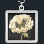 Cream Poppy Flower on Black Background Silver Plated Necklace<br><div class="desc">This cream poppy flower piece by Jennifer Goldberger looks like it is blooming right before your eyes. The black background sets the flower apart,  letting it hit your vision in all of its glory. A fun piece that would look great on any wall!</div>