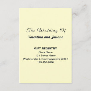 Cream Portrait Wedding Gift Registry Enclosure Card