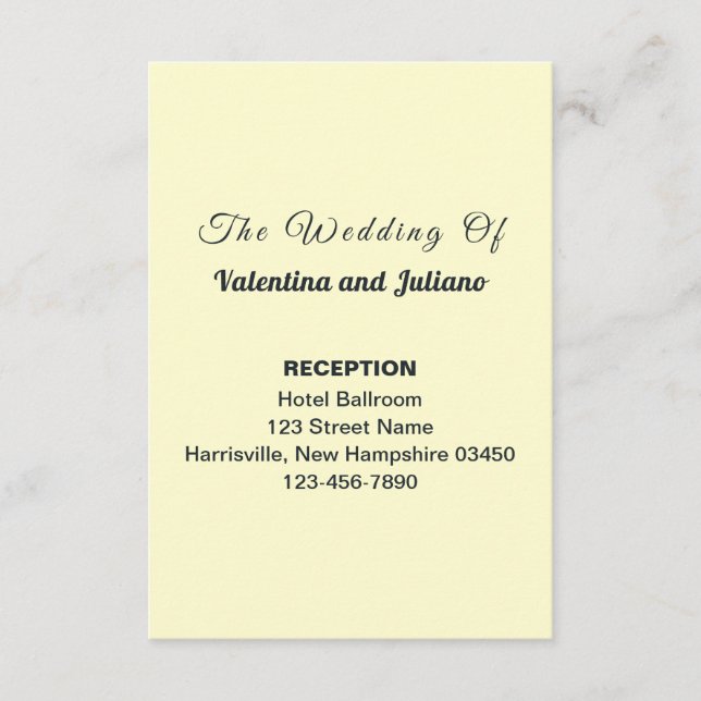 Cream Portrait Wedding Reception Enclosure Card (Front)