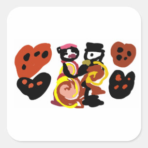 Cream puff valentine's day dance square sticker