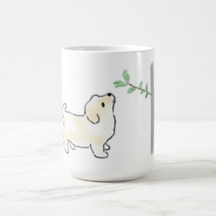 Cream Puppy Sniffing Branch Pet Lover Gift Coffee Mug