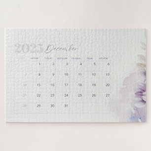 Cream Purple Aesthetic Floral Watercolor 2025 Jigsaw Puzzle