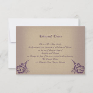 Cream Purple Vintage Posh Wedding Rehearsal Invitation
