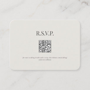 Cream QR Code Rounded Grey Text Wedding RSVP Enclosure Card