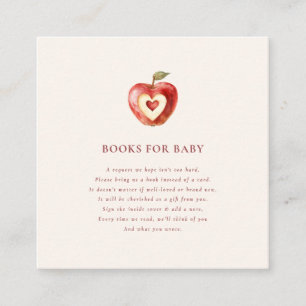 cream Red Apple Books for Baby Shower Request Enclosure Card