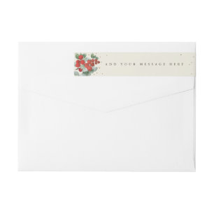 Cream Red Berries+Eucalyptus Holiday Classic Wrap Around Label