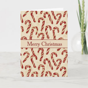 Cream Red Candy Canes Christmas Card