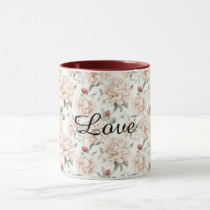 Cream Red Cherry Hearts Valentine's Day Love Bows Mug
