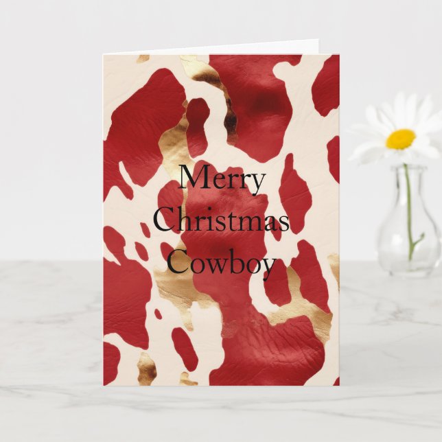 Cream Red Gold Western Cowhide Card (Small Plant)
