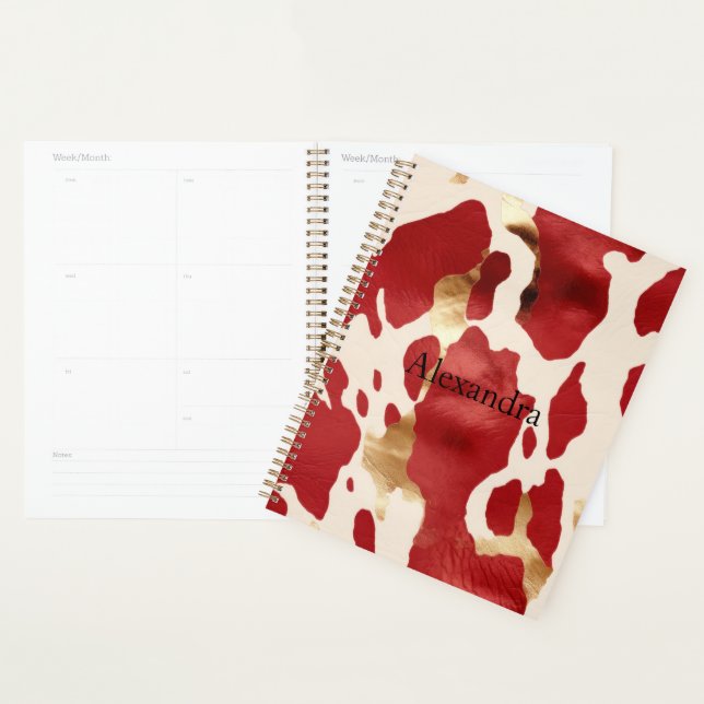 Cream Red Gold Western Cowhide Howdy Planner (Display)