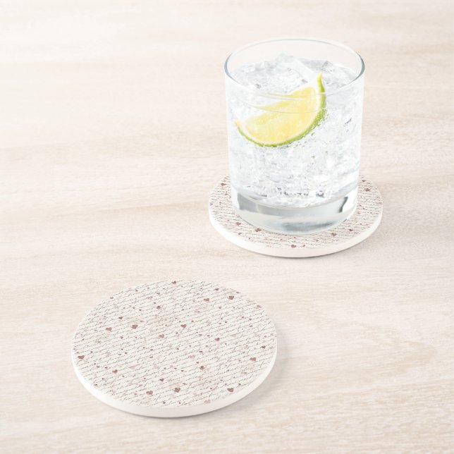 Cream Red Hearts Coaster (Side)