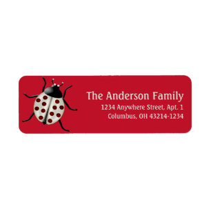 Cream & Red Ladybug Cute Address Labels