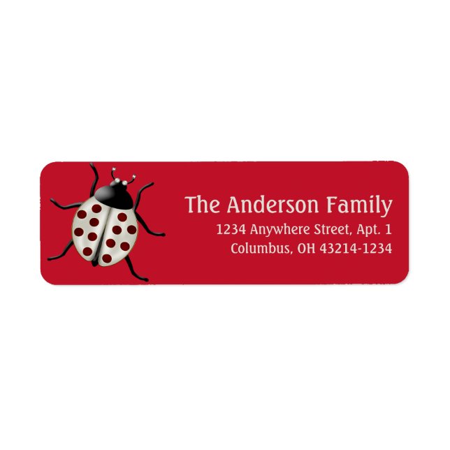 Cream & Red Ladybug Cute Address Labels (Front)