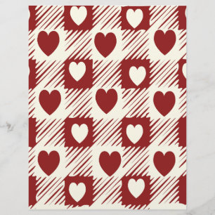 Cream & Red Plaid with Hearts Paper