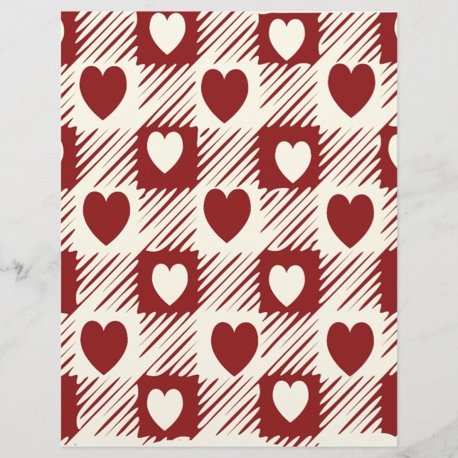 Cream & Red Plaid with Hearts Paper (Front)