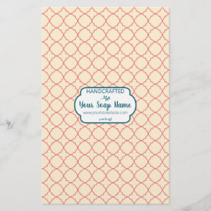 Cream & Red Quatrefoil Design Soap Wrap Paper