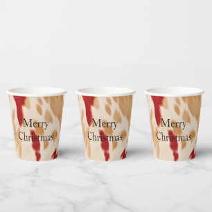 Cream Red Western Cowhide Personalised Name Paper Cups
