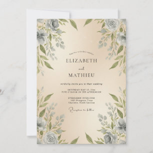 Cream Refined Watercolor Wedding Invitation