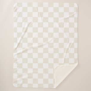 Cream Retro Check Sherpa Blanket