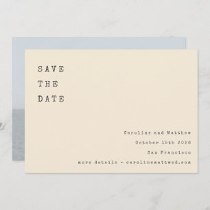 Cream Retro Typewriter Font Wedding Photo Back Save The Date