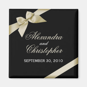 Cream Ribbon Save The Date Wedding Announce Magnet