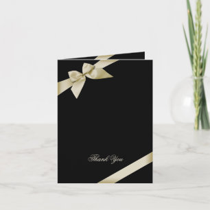 Cream Ribbon Thank You Card
