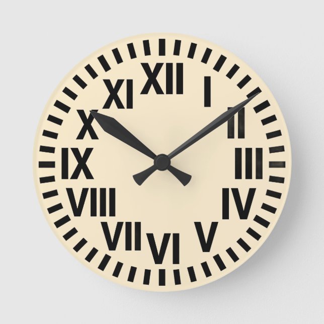 Cream Roman Numeral Wall Round Clock (Front)