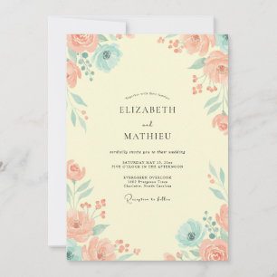 Cream Romantic Spring Wedding Invitation