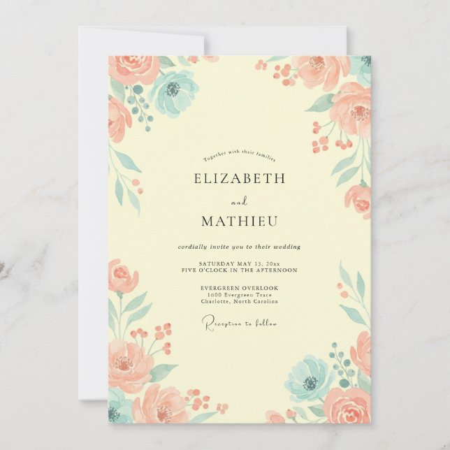 Cream Romantic Spring Wedding Invitation (Front)