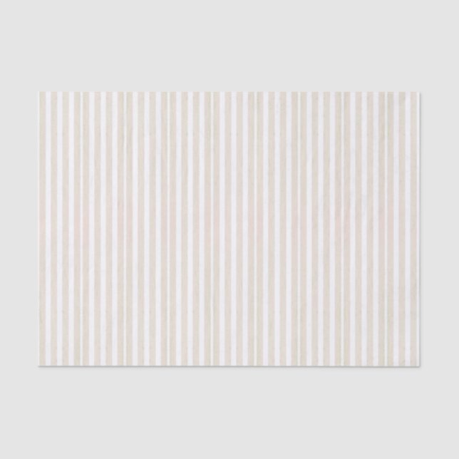Cream Rose and White Painted Stripe Seamless Tissue Paper (Front)