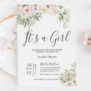 Cream Rose Baby Shower Invitation