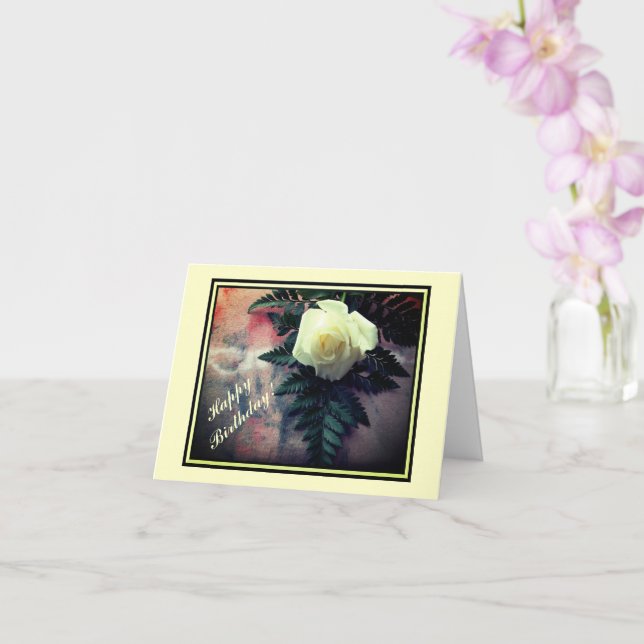 Cream Rose Birthday Note Card (Orchid)