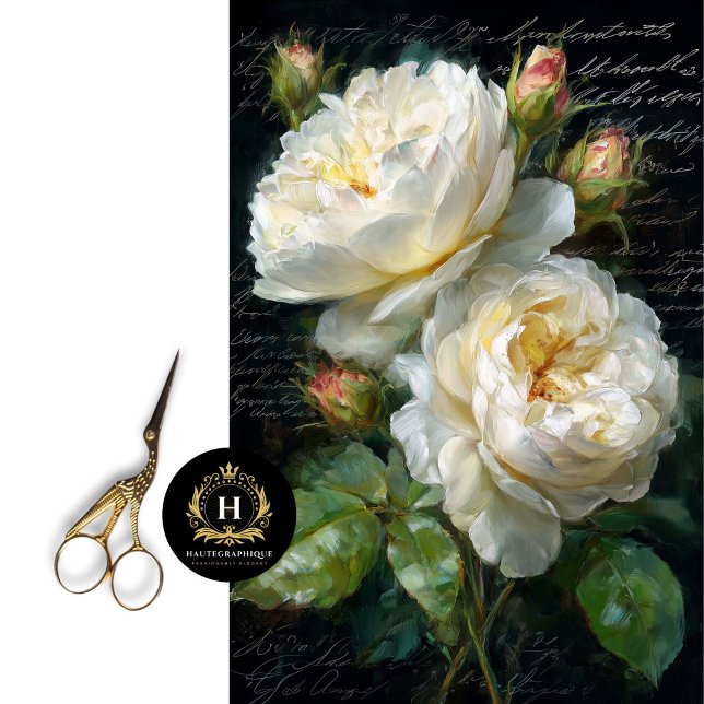 Cream Rose Bloom Decoupage Tissue Paper (Refresh a Side Table with Moody Botanicals.)