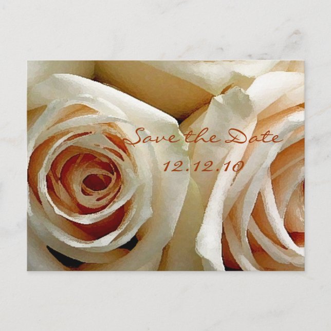 Cream Rose Bouquet - Save the Date Card (Front)